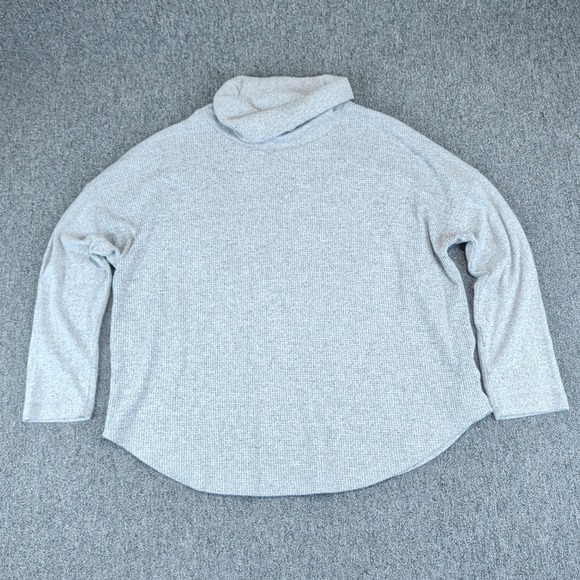 Time and Tru Minimalist Cowl Neck Waffle Knit Sweater Women XXL 20 Heather Grey — photo 2